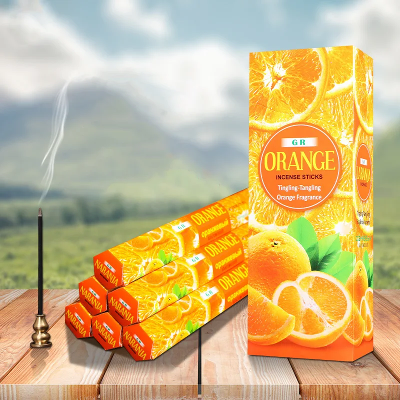 Orange Fragrance Incense Stick Meditation Refreshing Cleansing Natural Incense Aromatherapy Indoor Yoga Relax Smells Supply