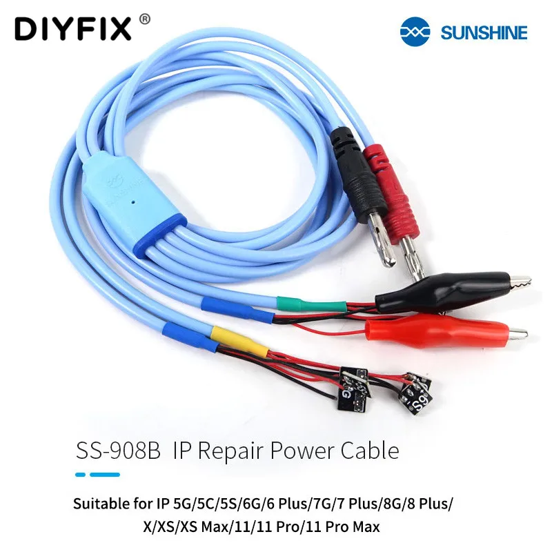 Sunshine-Cable de prueba para fuente de alimentación SS-908B, para iPhone 5G-8G/11 Pro Max, placa lógica de Apple, Cable de carga, línea de reparación de placa base