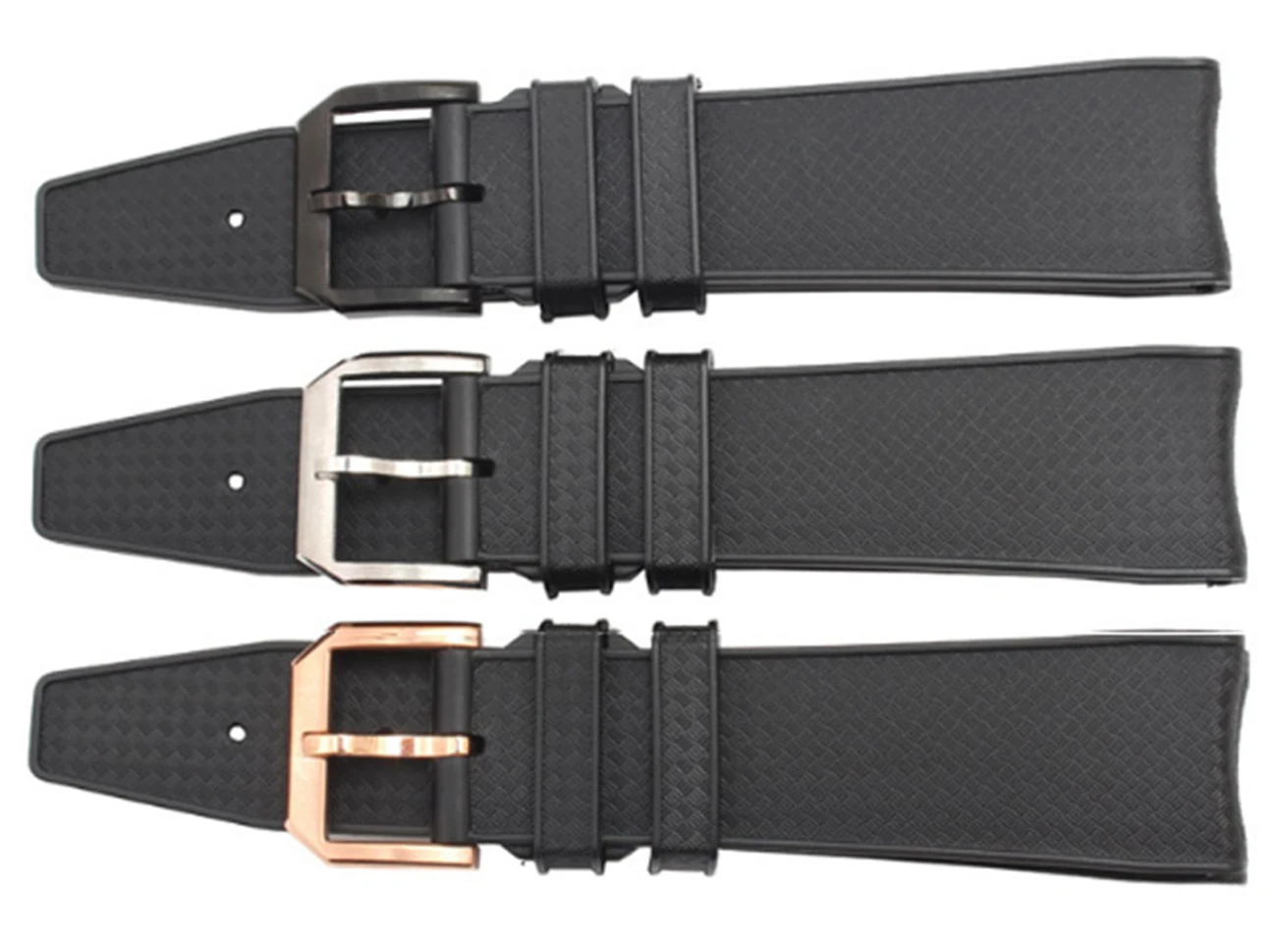 22mm High Quality Black Rubber Carbon Fiber Pattern Watchband Strap Band Buckle Fits For IWC Watch Vintage Aquatimer Family