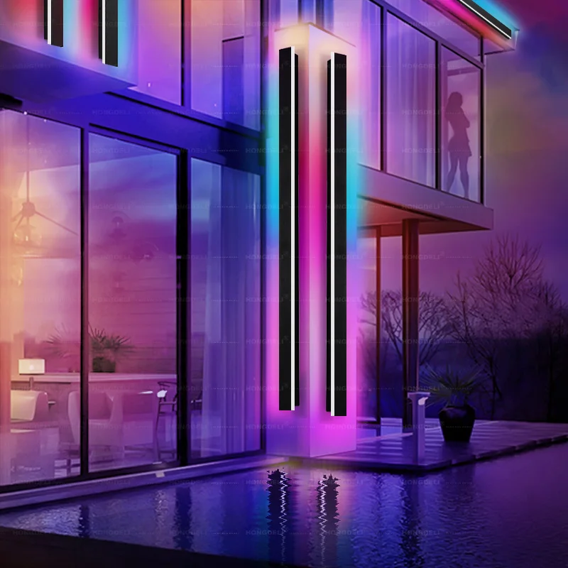 Lâmpada de parede exterior do RGB para a decoração do Natal, lâmpada interior da atmosfera, Pórtico-f-luzes do RGB do jardim, IP65, 7 cores, novas