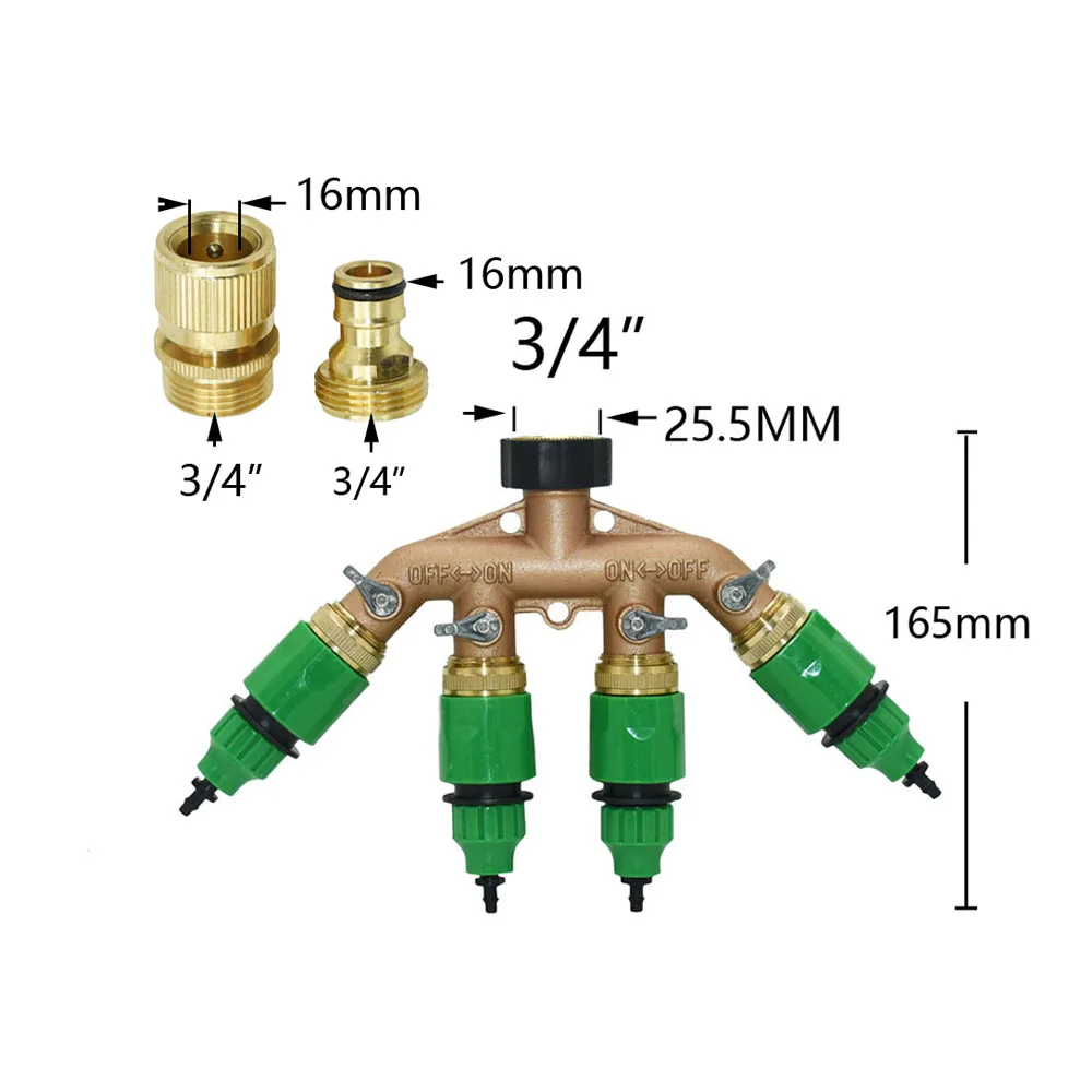 1/2/4 Way kran ogrodowy z mosiądzu z tworzywa sztucznego 4/7mm 8/11mm wąż ogrodowy Splitter Y typu podlewania złącze dystrybutora w celu uzyskania