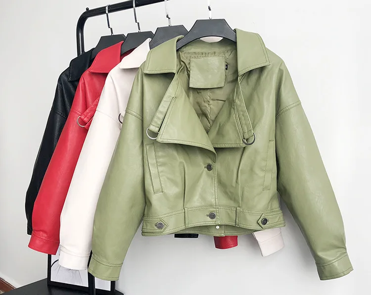 Chaqueta Vintage holgada de cuero Pu con manga de murciélago para ocio callejero, ocio al aire libre, moda