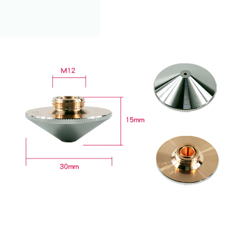 Aurora Laser Tongli Nozzle Tunggal/Lapisan Ganda Dia.30 Mm Kaliber 1.0-5.0Mm untuk Memberdayakan Serat Laser Mesin Kepala Laser