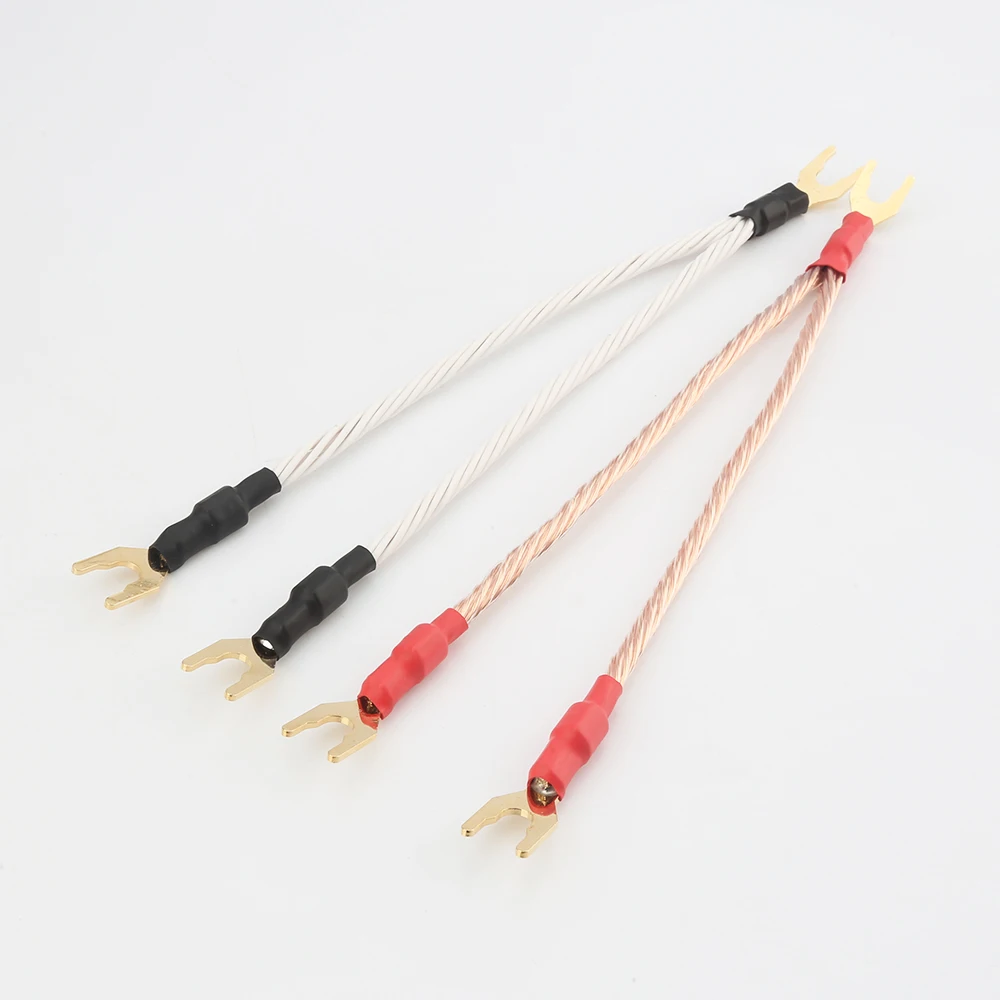 Audiocrast 8TC 2pices twist  High Purity  Hifi Speaker  Jump cable bridge cable 1spade to 2spade Jump speaker cable