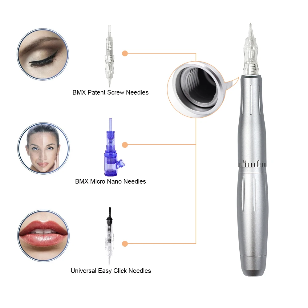 BMX Permanent Makeup Machine dermografo Micropigmentation Device for Eyebrow Lips Tattoo Pen for Brows with Needle LW002