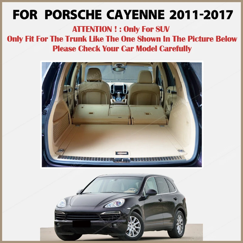 Car trunk mat for Porsche Cayenne 2011 2012 2013 2014 2015 2016 2017 Cargo Liner Carpet Interior Parts Accessories Cover