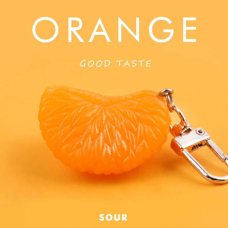 Cute 3D Imitated Orange Stawberry Corn Fruit AirPods Accessories Resin Keychain For Women Key Chains Ring Bag Pendent Charm D549