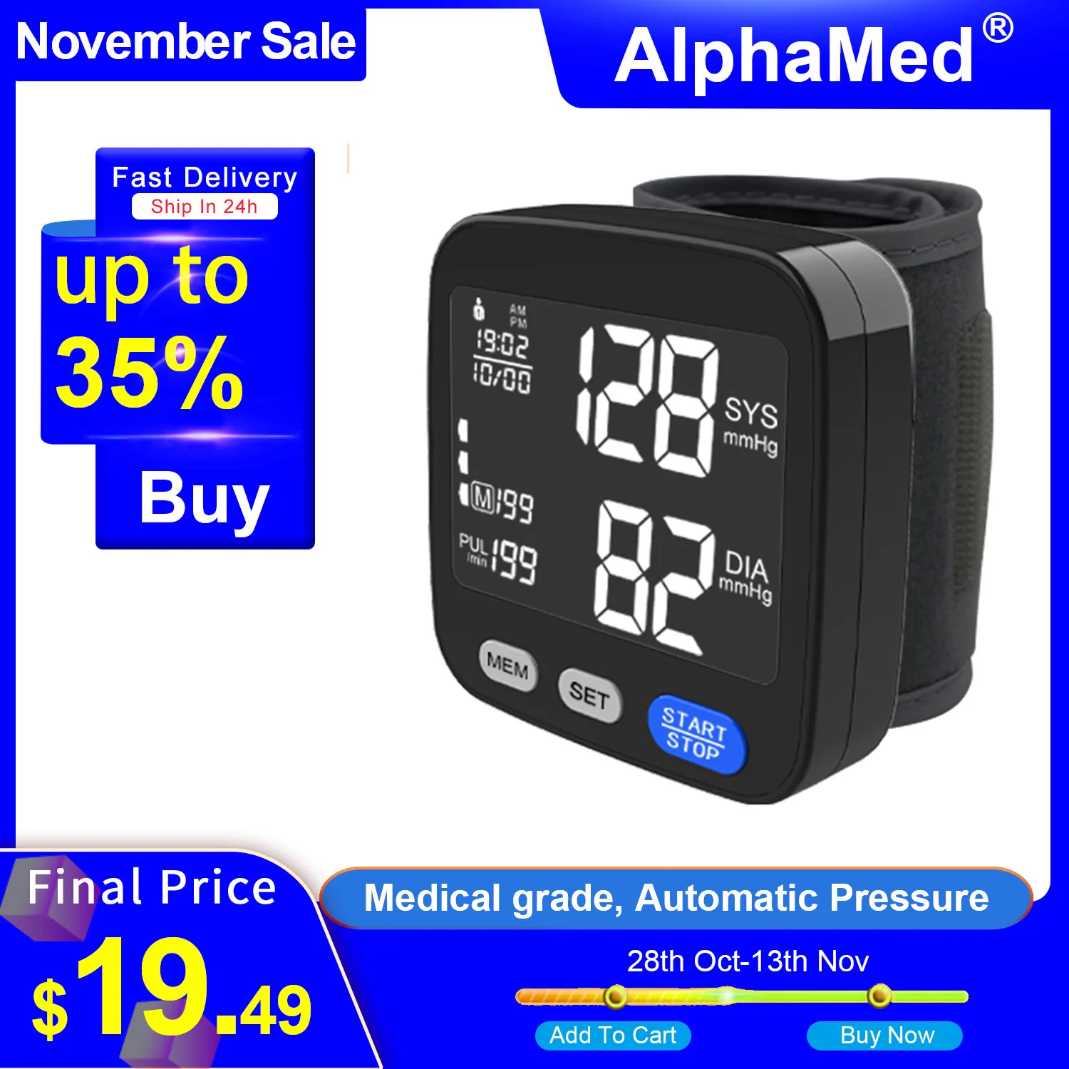 

LCD Backlight Wrist Blood Pressure Monitor CE ISO Approval Sphygmomanometer Portable BP Mashine Digital