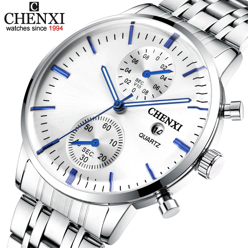 

CHENXI Fashion Stainless Steel Mens Watches Top Luxury Brand Waterproof Men Sport Quartz Watch Wristwatch Male Calendar Clock