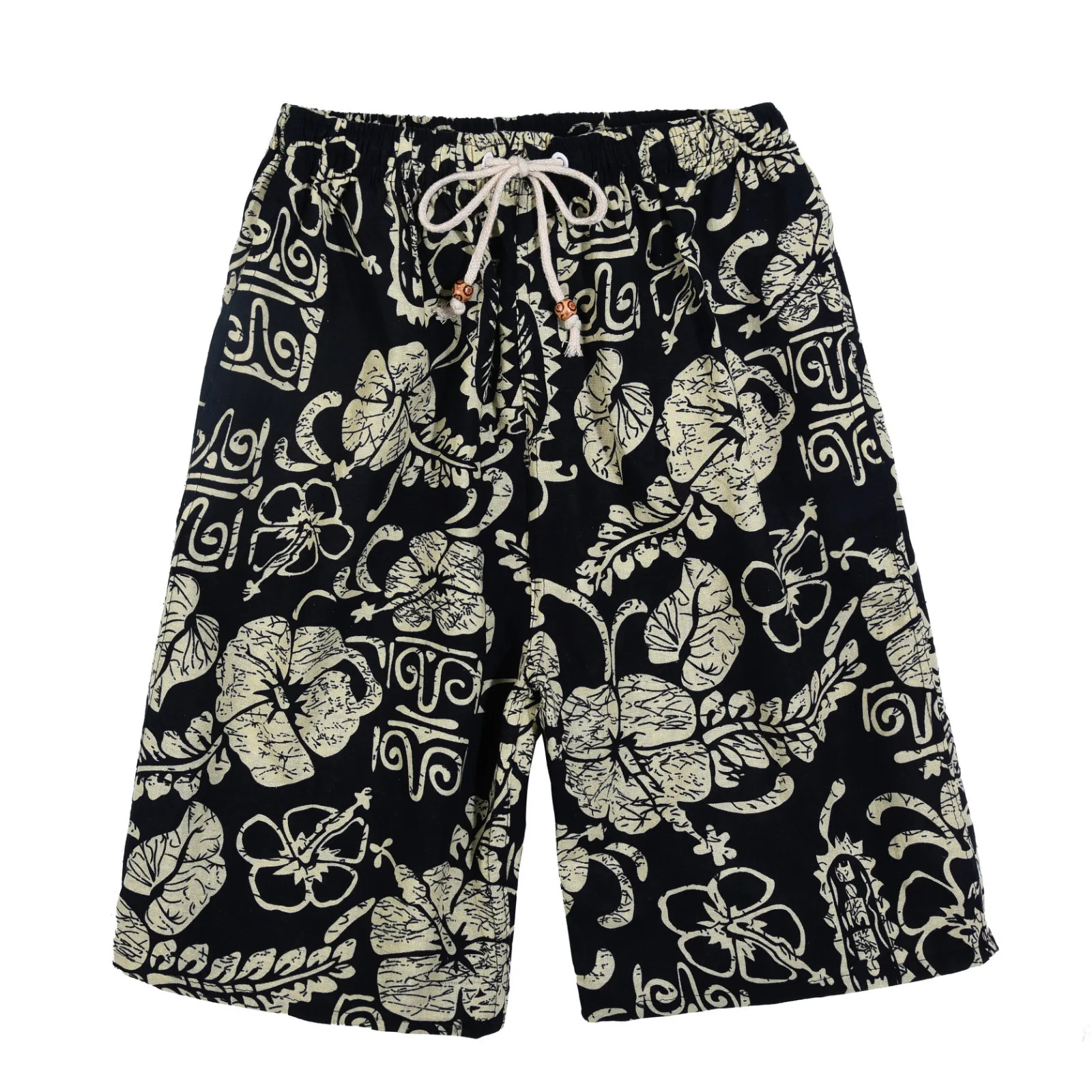 Men's beach shorts personality printing 2020 summer thin section breathable comfort casual men's linen shorts large size 5XL