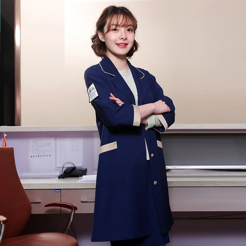 2021 New Nursing Clothes White Coat Spa Work Clothes Beauty Salon White Robe Experimental Work Clothes Frosted Uniform DD2654