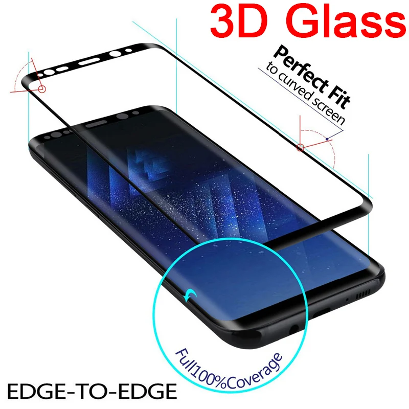 3D Curved Tempered Glass on Samsung Note 9 Protective Glass For S8 S9 Plus Screen Protector For galaxy S6 S7 Edge 8