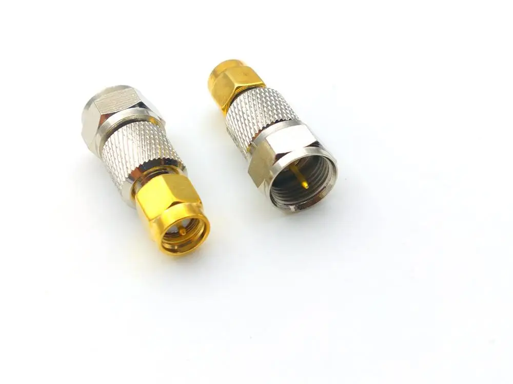 Imagem -02 - Bronze Sma Macho para tipo f Plugue Macho Adaptador de Plugue Reto f tv Macho para Sma Macho Conector Coaxial rf 50 Peças