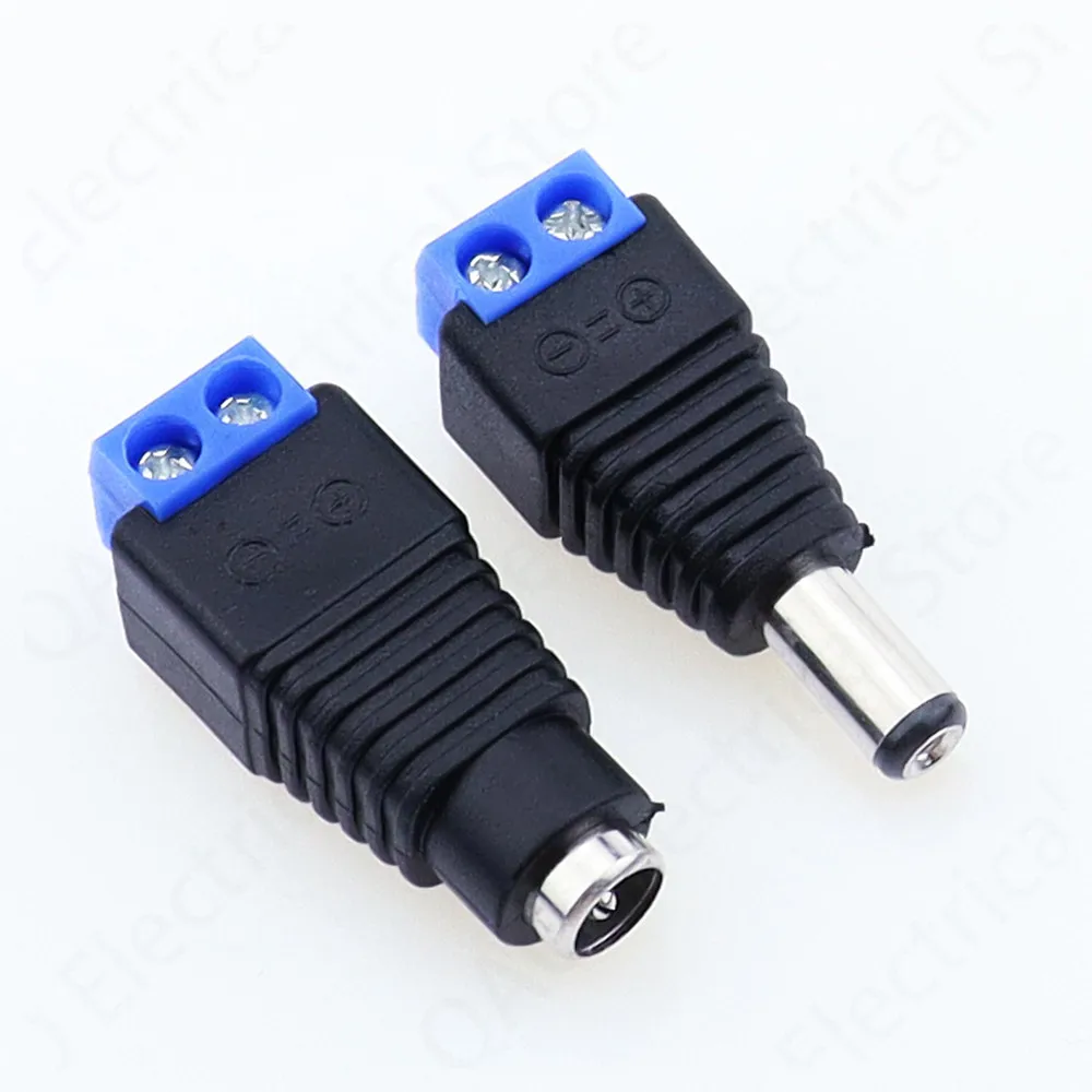 1 sets Male + Female 12V 2.1x5.5MM DC Power Jack Plug Audio AUX free welding socket Connector