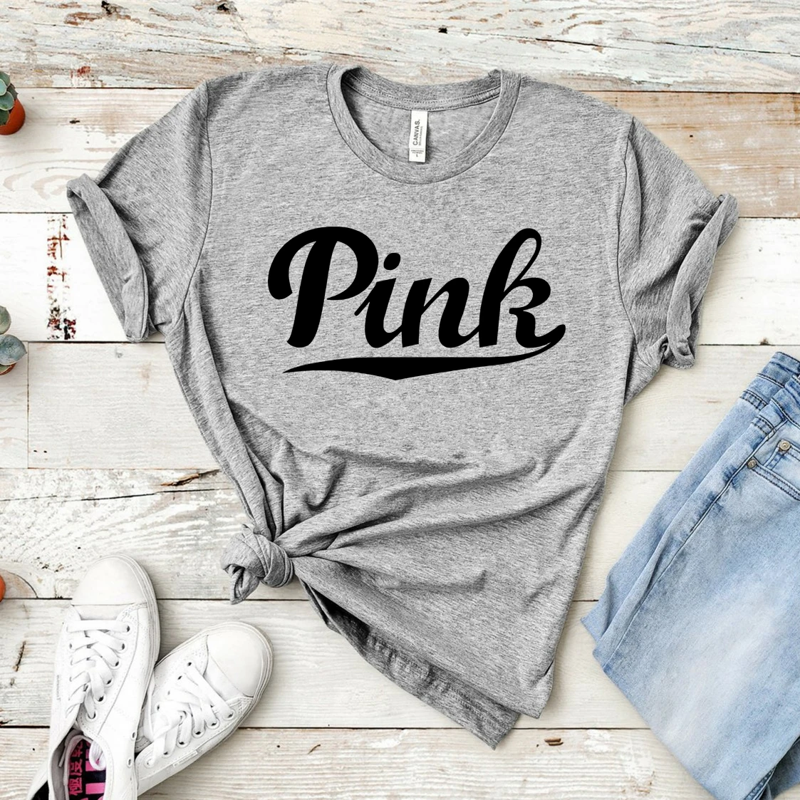 Women PINK Graphic Tee Pink Letter Shirt VS Oversized Tops Ladies Harajuku Shirts Summer Casual Tees