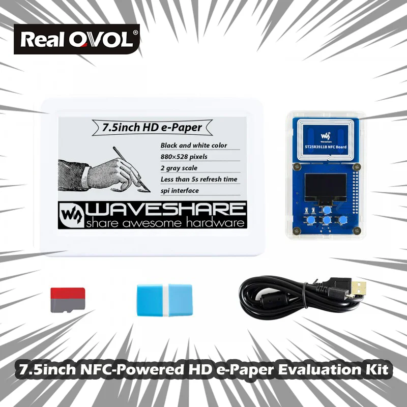 

RealQvol HD 7.5inch e-paper NFC-Powered Evaluation Kit Wireless Powering & Data Transfer Suitable for Supermarkets Shelf Lable