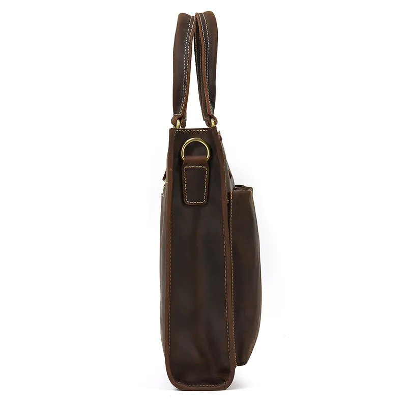 Newsbirds Mens Leather Handbag 15.6 Inch PC Notebook Laptop Briefcase Shoulder Bag 100% Cowhide Man Bag Male Business Bag