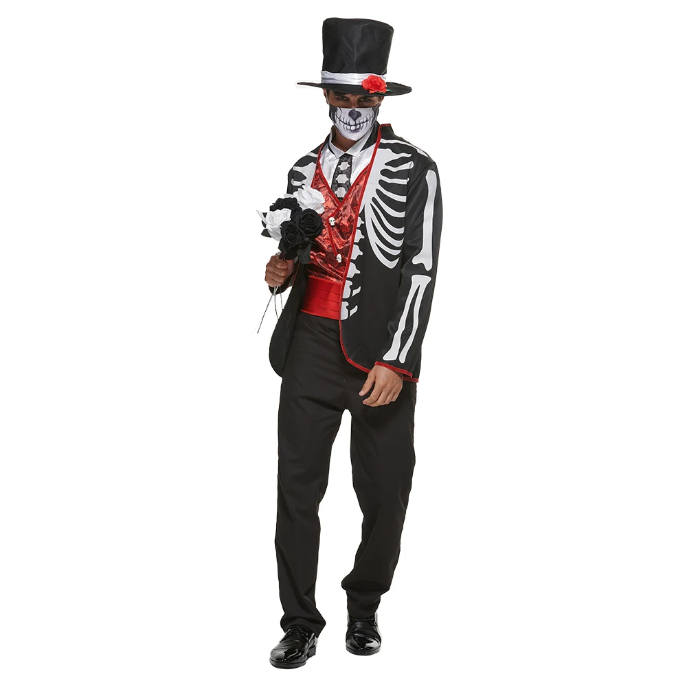 Eraspooky Men Day of the Dead Macabre Costume Sombrero Senor Halloween Costume Adult