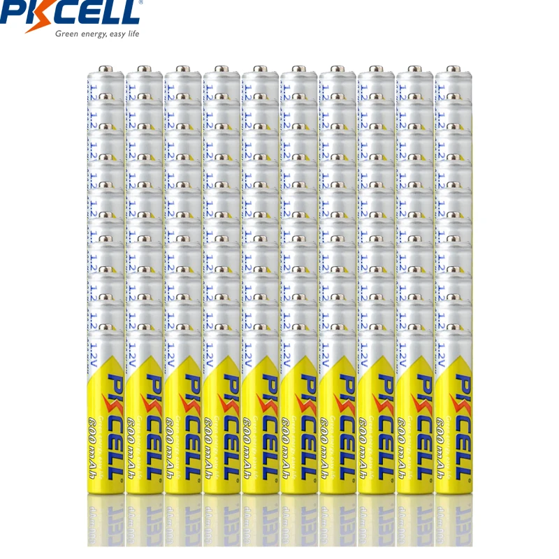 100Pcs*PKCELL AAA 1.2V Ni-MH Rechargeable Batteries AAA NIMH Battery 3A Over 1000times Cycles AAA batteries for camera toys