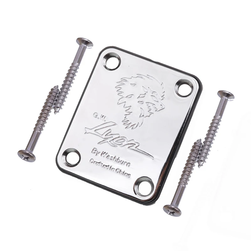 Electric Bass Guitar Neck Joint Plate with LOGO Chrome Connecting Strengthen Guitar Accessories