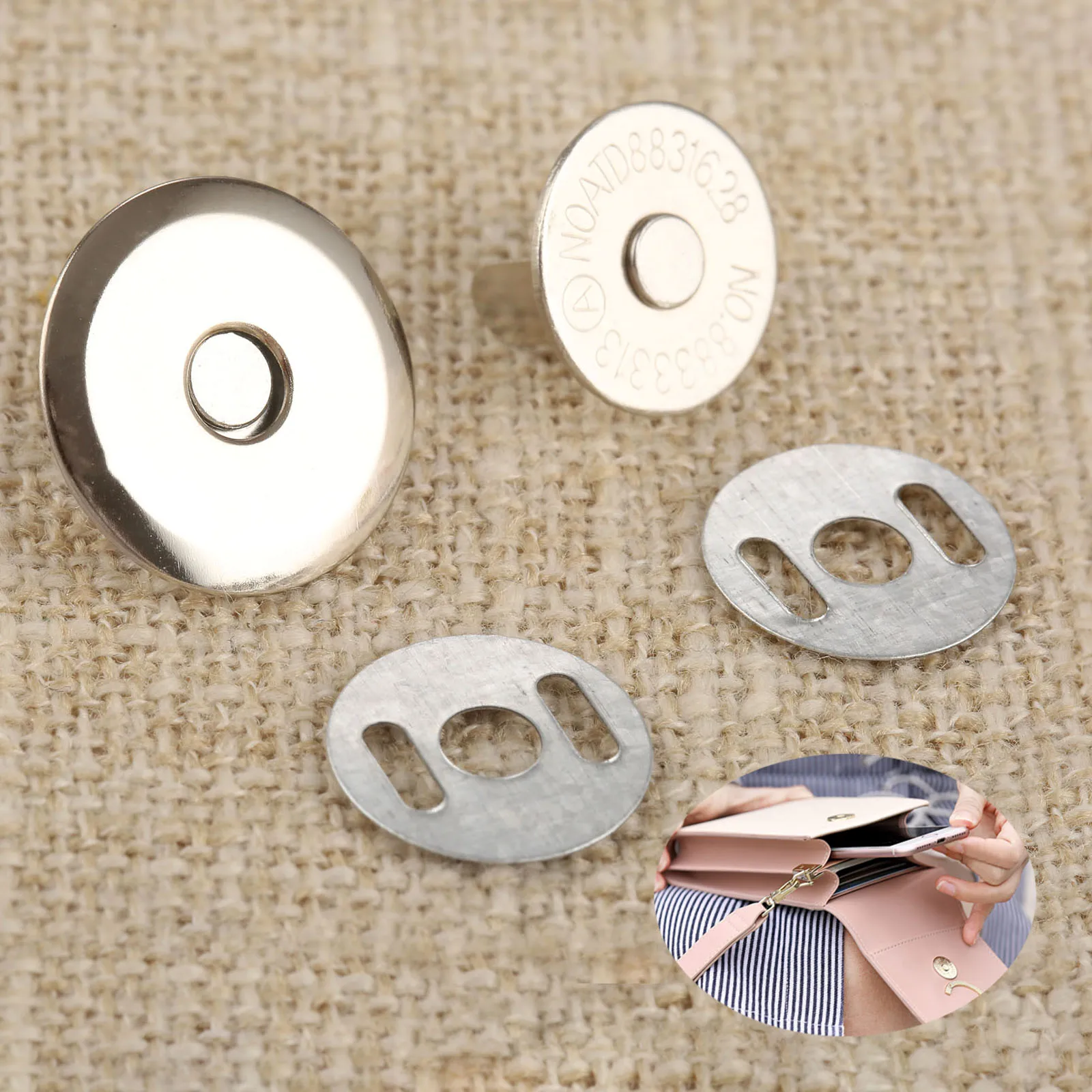 10Pcs Metal Magnetic Snaps Rivets Stud Closure Clasp Buttons Fastener Press Buckles for DIY Purse Wallet Handbag Clothes 16/18mm