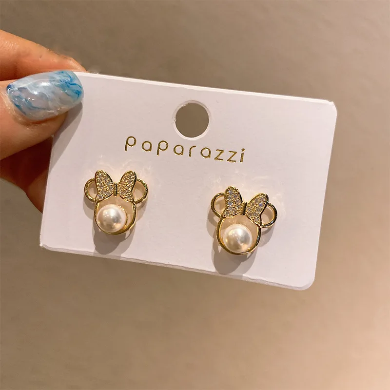 Korean Version Of Earrings 2021 New Forest Cute Bow Crystal Pearl Earrings Women\'s Fashion Net Red Wild Earrings Sale Orecchini