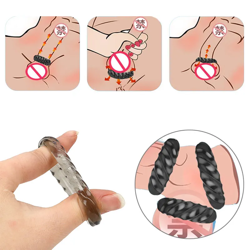 3Pcs/sets  Penis Erection Ring Delay Ejaculation Silicone Cock Rings Penis Enlargement Lock Ejaculation Sex Toys For Men Couples