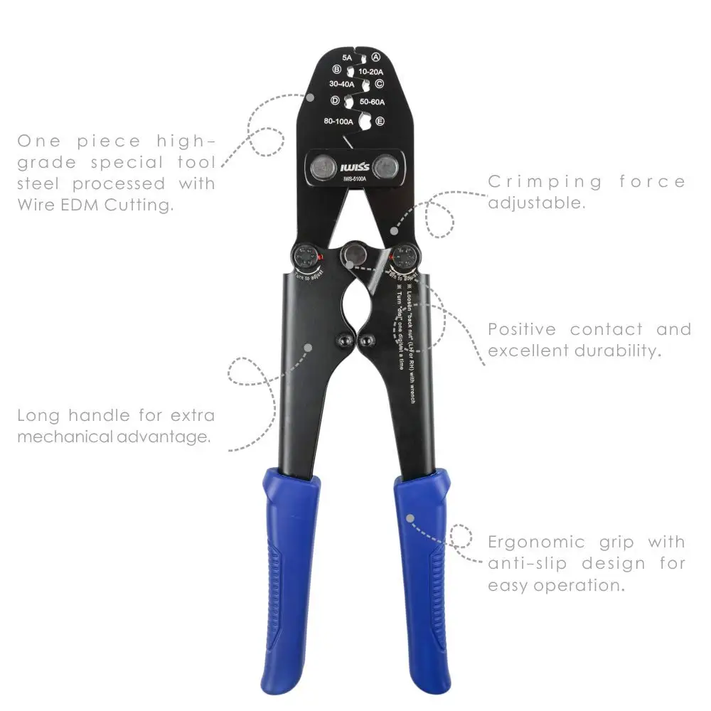 Crimping Plier For OT Type Copper Bare Nose Lugs Crimper Open Mouth Cable Connector Splice Hand Tools