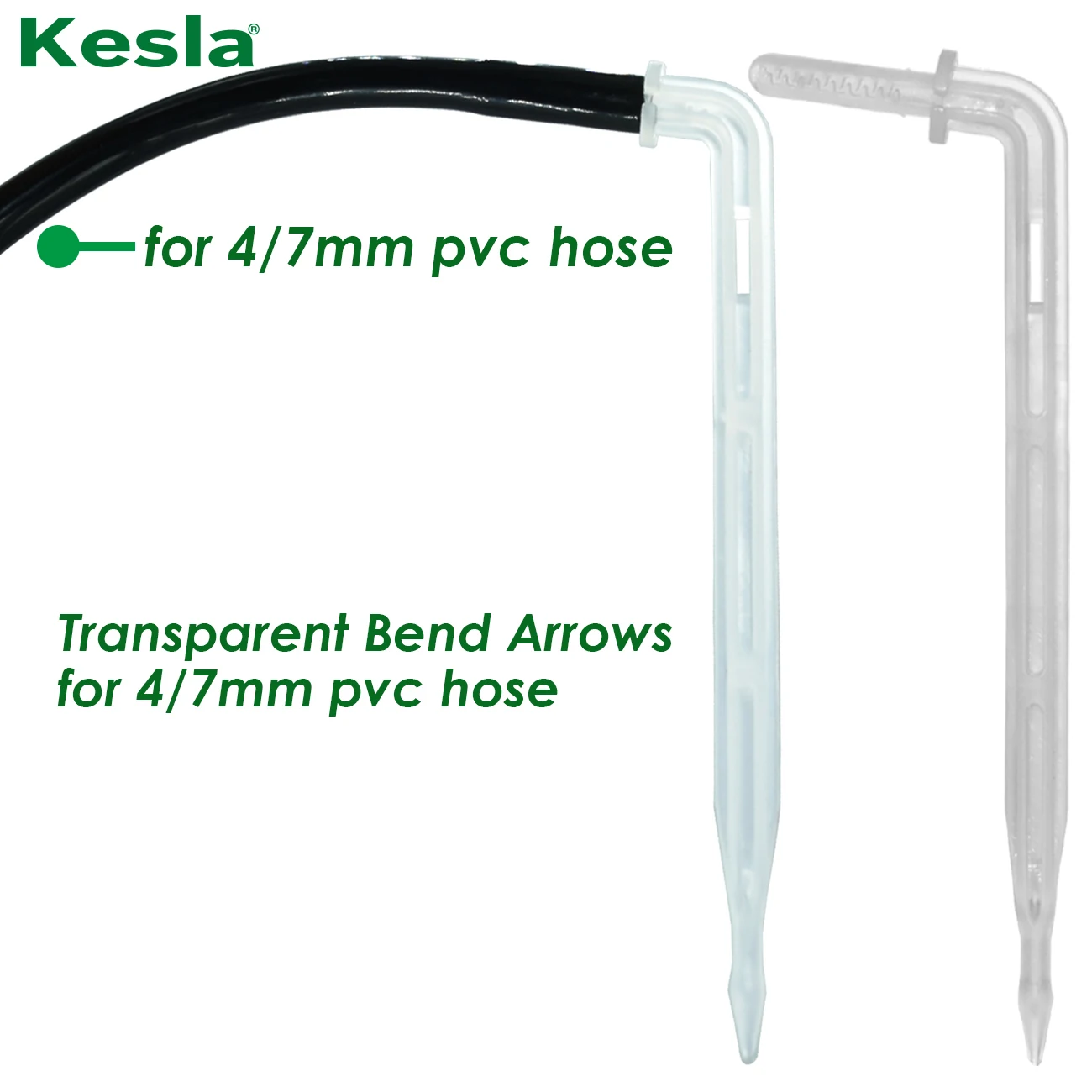 KESLA 50 sztuk 4/7mm 1/4 \'\'wąż przezroczysty Bend strzałka kroplówki Drop emiter ogród doniczkowe nawadnianie podlewanie narzędzie szklarnia