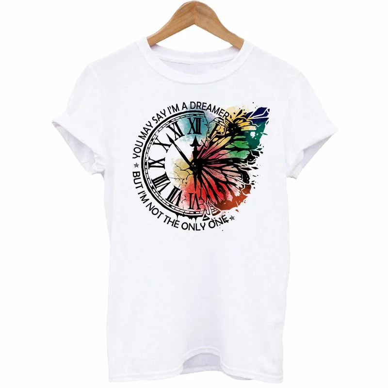 Watercolor Butterfly Patches On Clothing Vintage Clock Thermal Stickers On Clothes DIY Dreamer T-Shirt Iron On Transfers Patches