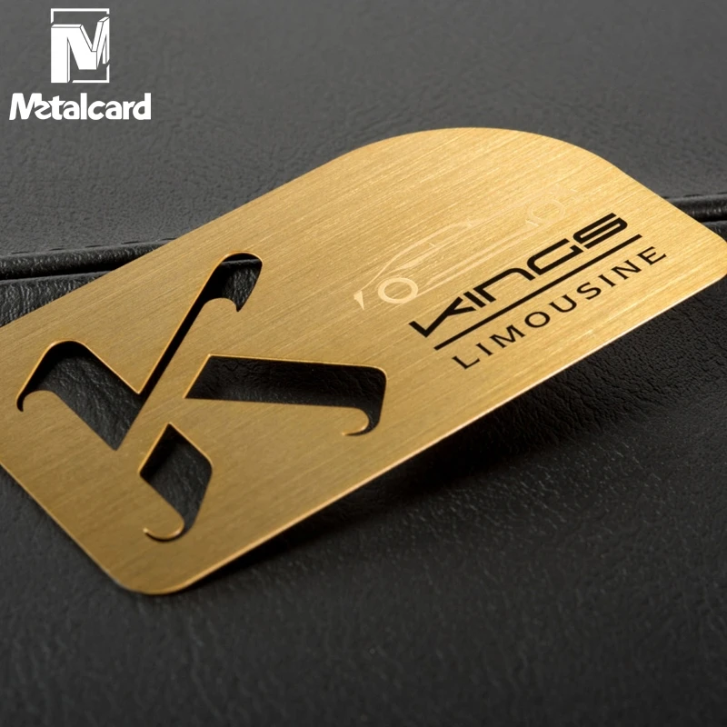 Stainless steel brushed business card hollow metal card plating gold card custom