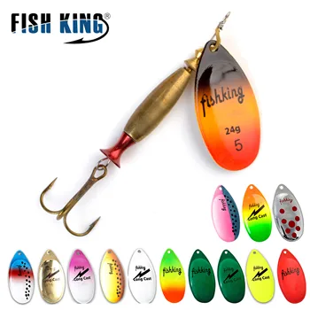 FISH KING 1 pieza de fundición larga 4 # -18g 5 # -24g Spinner señuelo cebo cuchara señuelos luccio Metal pesca señuelo lubina cebo duro con ganchos