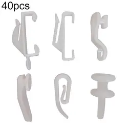 40Pcs Plastic Window Curtain Rod Slide Rail Track Glider Hooks Drape Pole Runner Loop Clip Hook Home Curtains Accessories