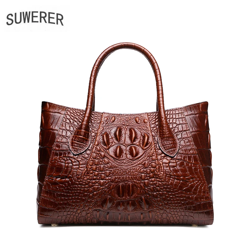 

Quality Women Genuine Leather Bag Cowhide Leather Crocodile Pattern Women's handbags Luxury Designer bags 2021 women's brand