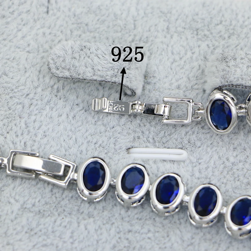 19cm + 2cm regulowana długość bransoletka 925 Sterling Silver Sapphire bransoletka dla kobiety panna młoda urodziny prezent na prezent dla