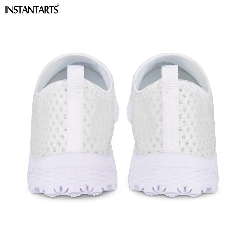 INSTANTARTS Blue and White Gradient Nursing Shoes for Women Slip On Summer Work Shoes Breathable Nurse Girls Print Walk Sneaker