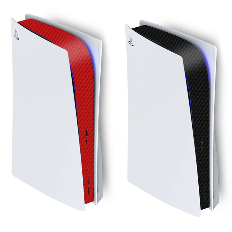 2021 ل PS5 القرص طبعة ألياف الكربون الجلد ملصق غطاء لاصق لامع ل بلاي ستيشن 5 وحدة التحكم مركز الجلد ملصقا