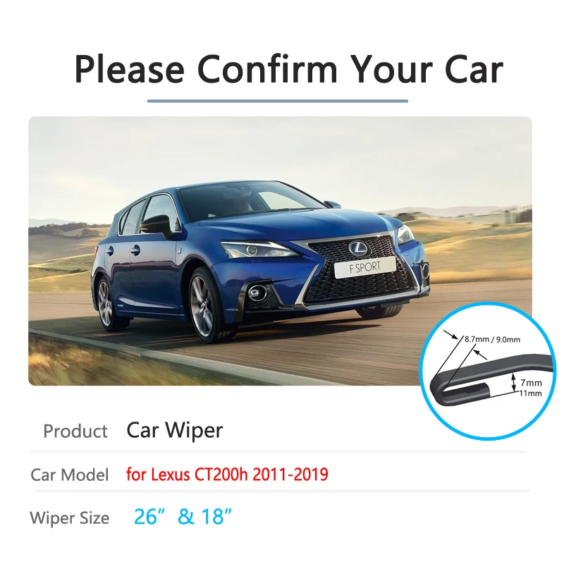 Car Wiper Blades for Lexus CT200h CT 200 200h F Sport 2011~2019 Front Windshield Wipers Car Accessories 2015  2016 2017 2018