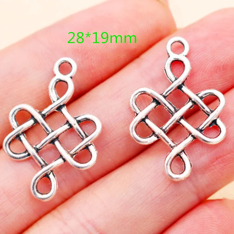 Vintage Rope Knot Pendant, Chinese Knot Charms, Irish Knot Charms, DIY Metal Jewelry Handicrafts A2127 20pcs