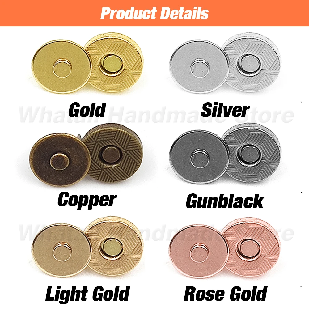 20sets/lot 10mm-18mm Metal Magnetic Buttons Bag Clasp Snaps Magnet Automatic Adsorption Wallet Button DIY Sewing Leather Craft