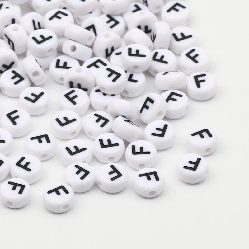 50-500pcs English Letter Acrylic Beads 7mm White Round Alpahbet Loose Beads For Jewelry Making DIY Earrings Bracelet Accessories