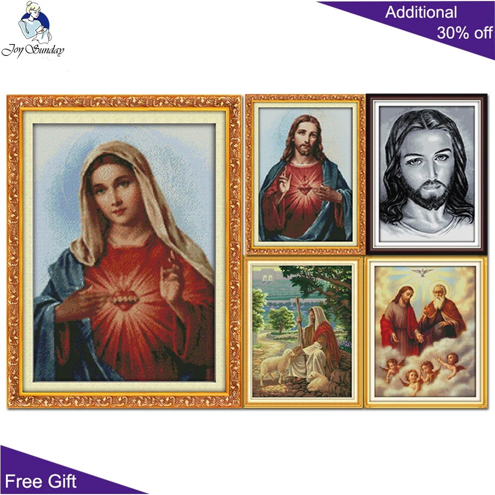 Joy Sunday Jesus Cross Stitch Kits, Home Decor, Sacred Heart, Jesus and Cherubs, Shepherding Son, R247(1)R247(2)R270R274R277