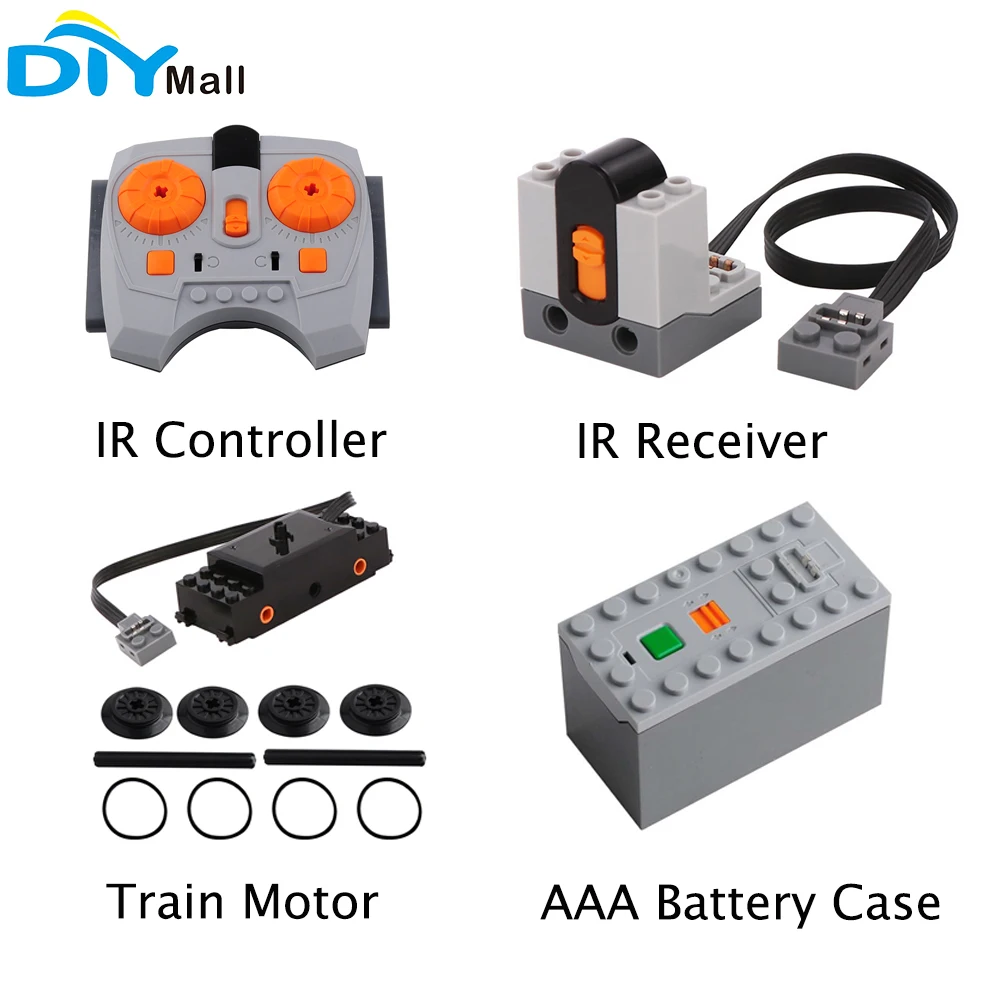 

Technical MOC Train Track Motor 88002 IR Controller Receiver AAA Battery Case 88000 for Legoeds Power Functions Building Bricks