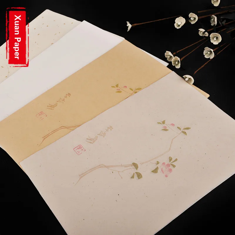 Chinese Xuan Paper Letterhead Retro Half Ripe Batik Plant Fiber Calligraphy Paper Chinese Brush Calligraphy Paper Letterhead