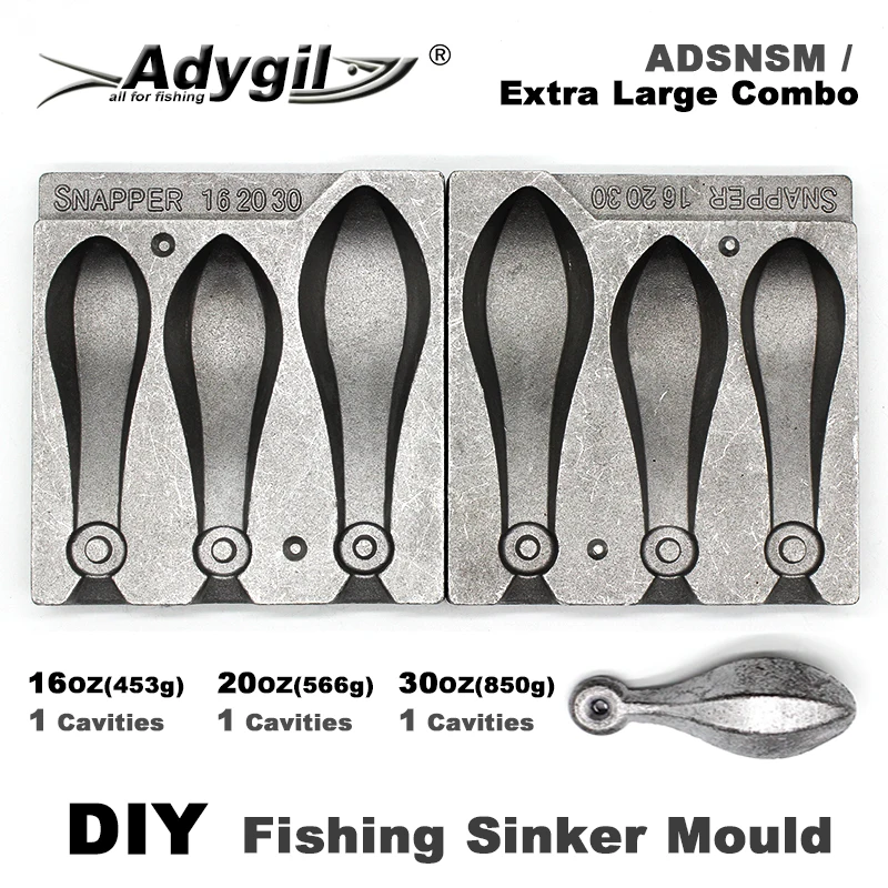 Adygil DIY Fishing Snapper Sinker mold ADSNSM/bardzo duża Combo Snapper Sinker 453g 566g 850g 3 ubytki