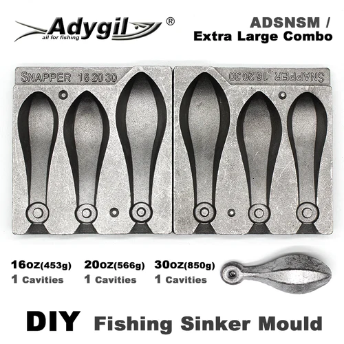 Adygil DIY 낚시 도미 싱커 몰드, ADSNSM, 초대형 콤보 도미 싱커, 453g, 566g, 850g, 3 캐비티