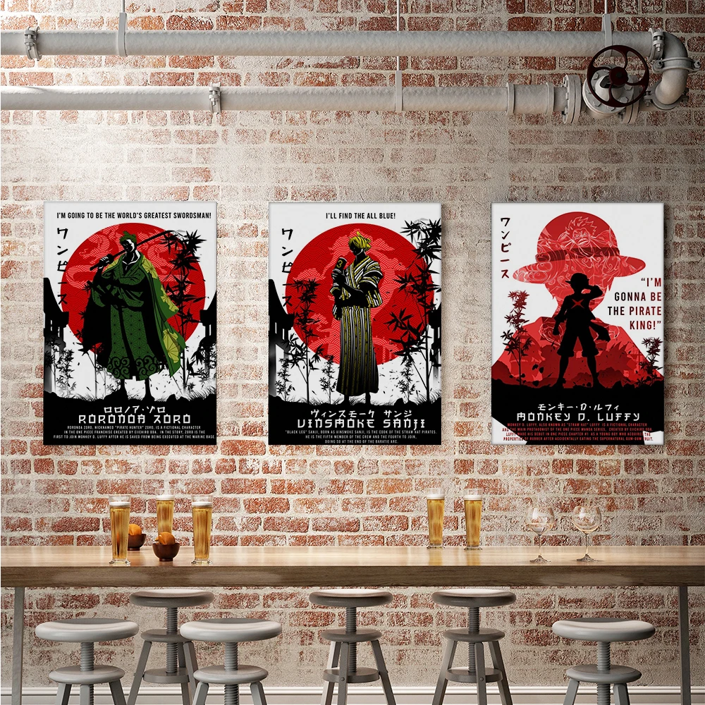 WTQ Anime One Piece Poster Luffy Roronoa Zoro Anime Posters Canvas Painting Wall Decor Wall Art Picture Room Decor Home Decor