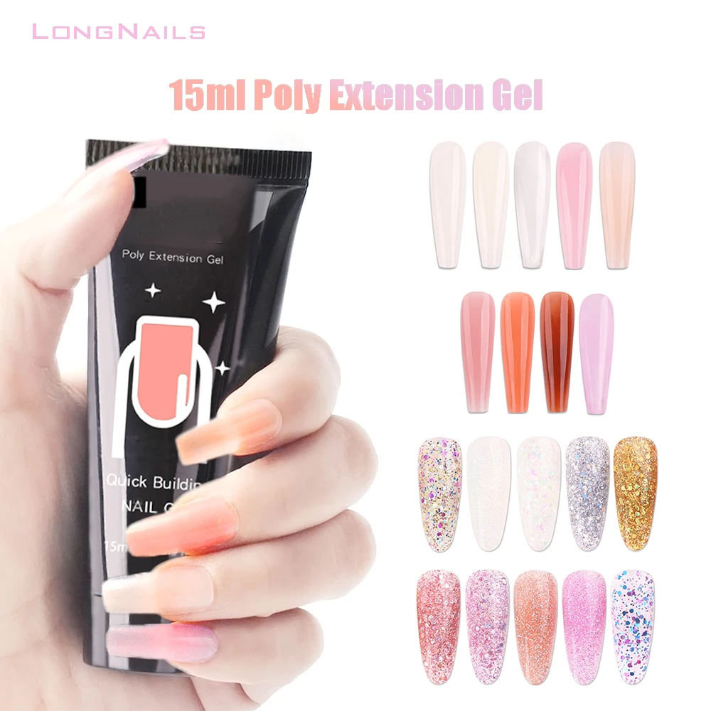 LongNails-Gel pour ongles XR, 15ml, paillettes, extension, doigt, construction rapide, anciers sans forme, acrylique, UV, 2x3x9.5