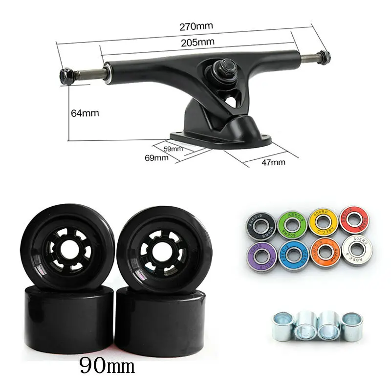 Rodas longboard 78a pu 90*52mm, 8 polegadas, ponte longboard, caminhões, rodas de skateboard