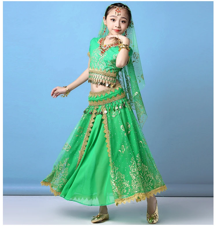 Bauchtanz Kostüme set für Kinder Bauchtanz Rock Mädchen Bollywood Tanzen Kleid Bühne Wettbewerb Indischen Tanz Kleidung